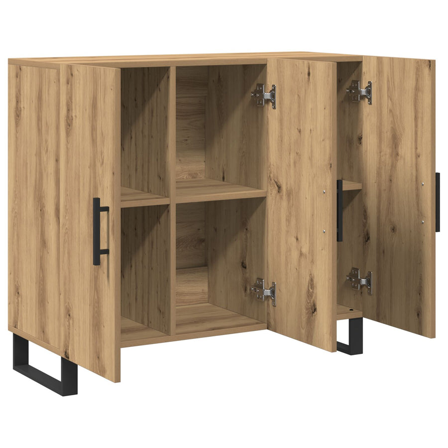 Dressoir Met 3 Deuren Artisan Eikenhout 90X34X80 Cm Gelaagd Hout