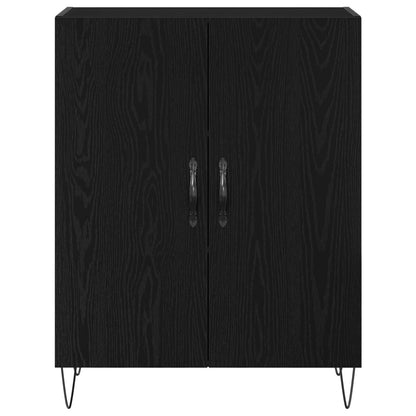 Highboard Zwart Eiken 69,5X34X180 Cm Geengineerd Hout