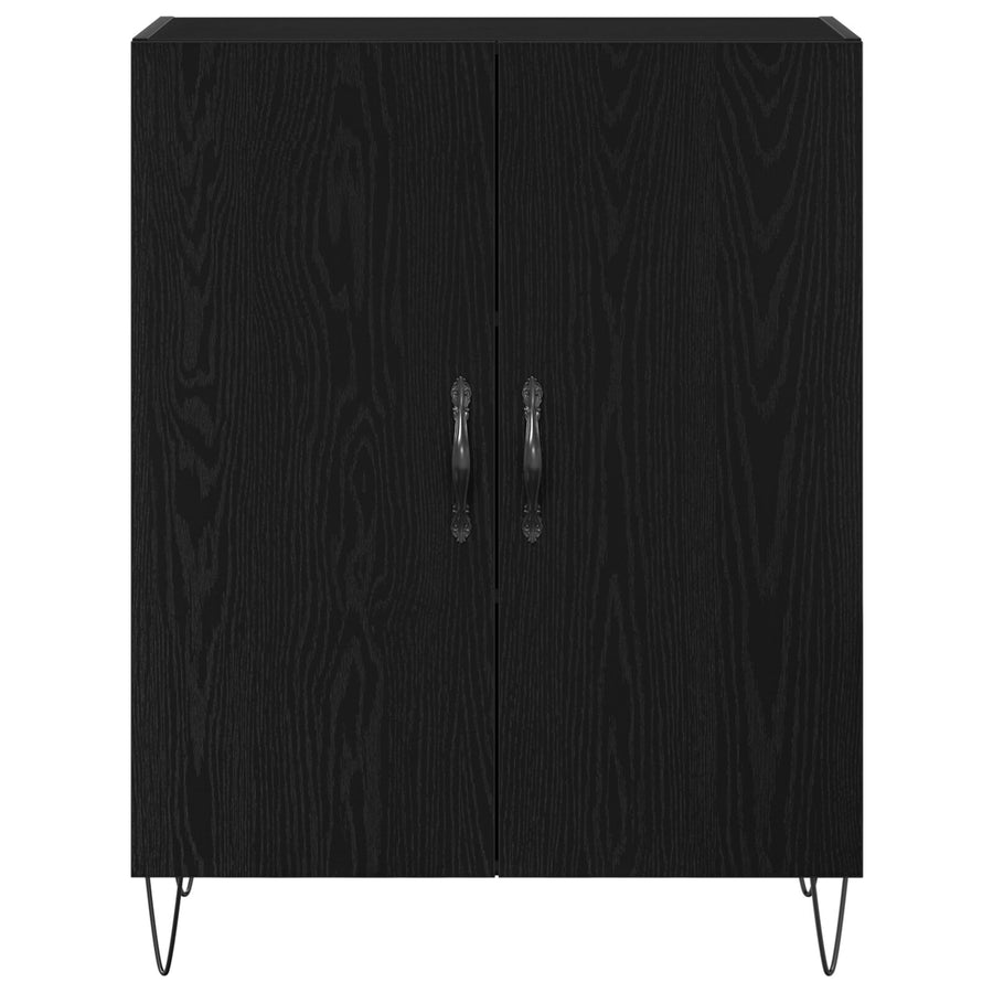 Highboard Zwart Eiken 69,5X34X180 Cm Geengineerd Hout