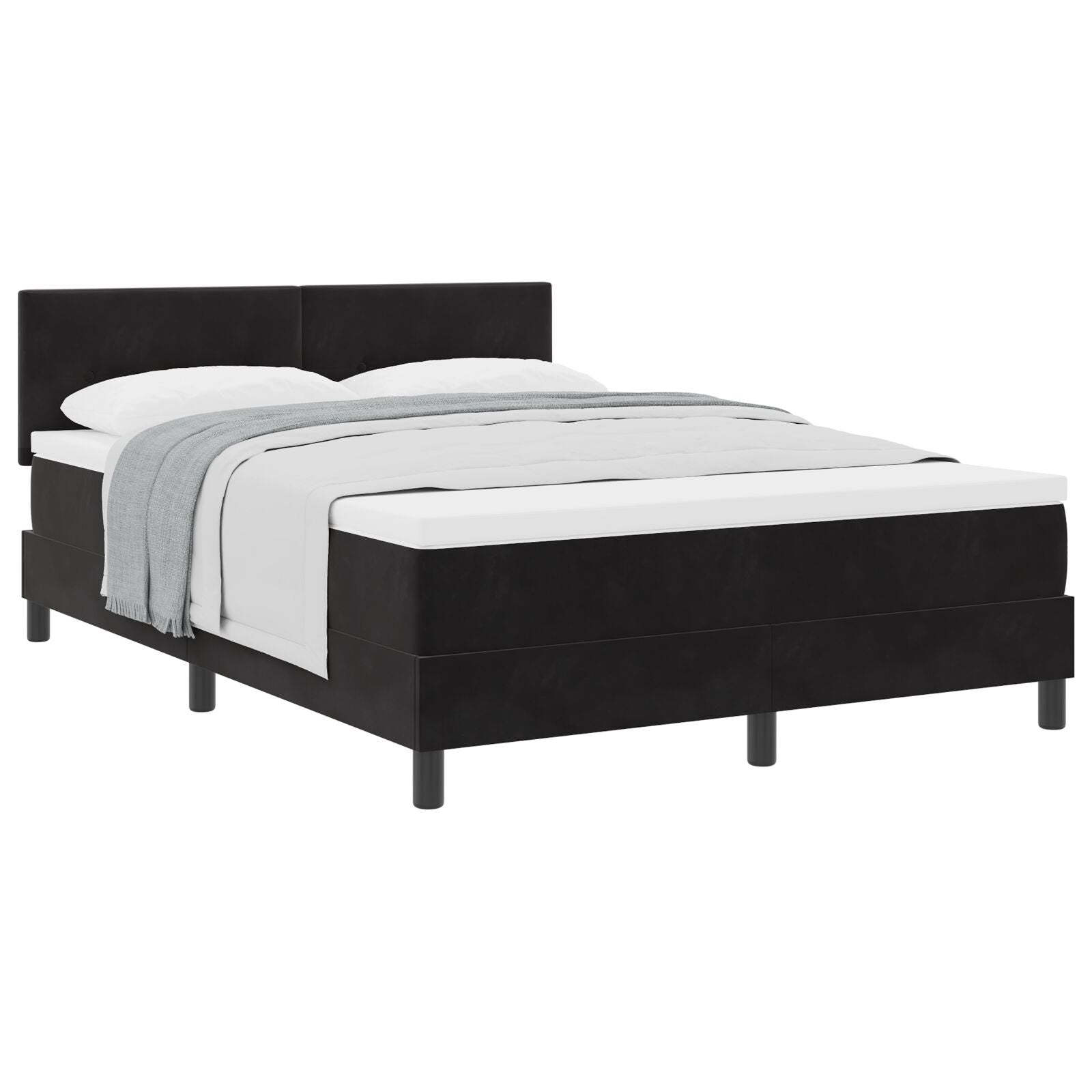 Boxspringbed Met Matras Zwart 160X200 Cm Fluweel Blauw