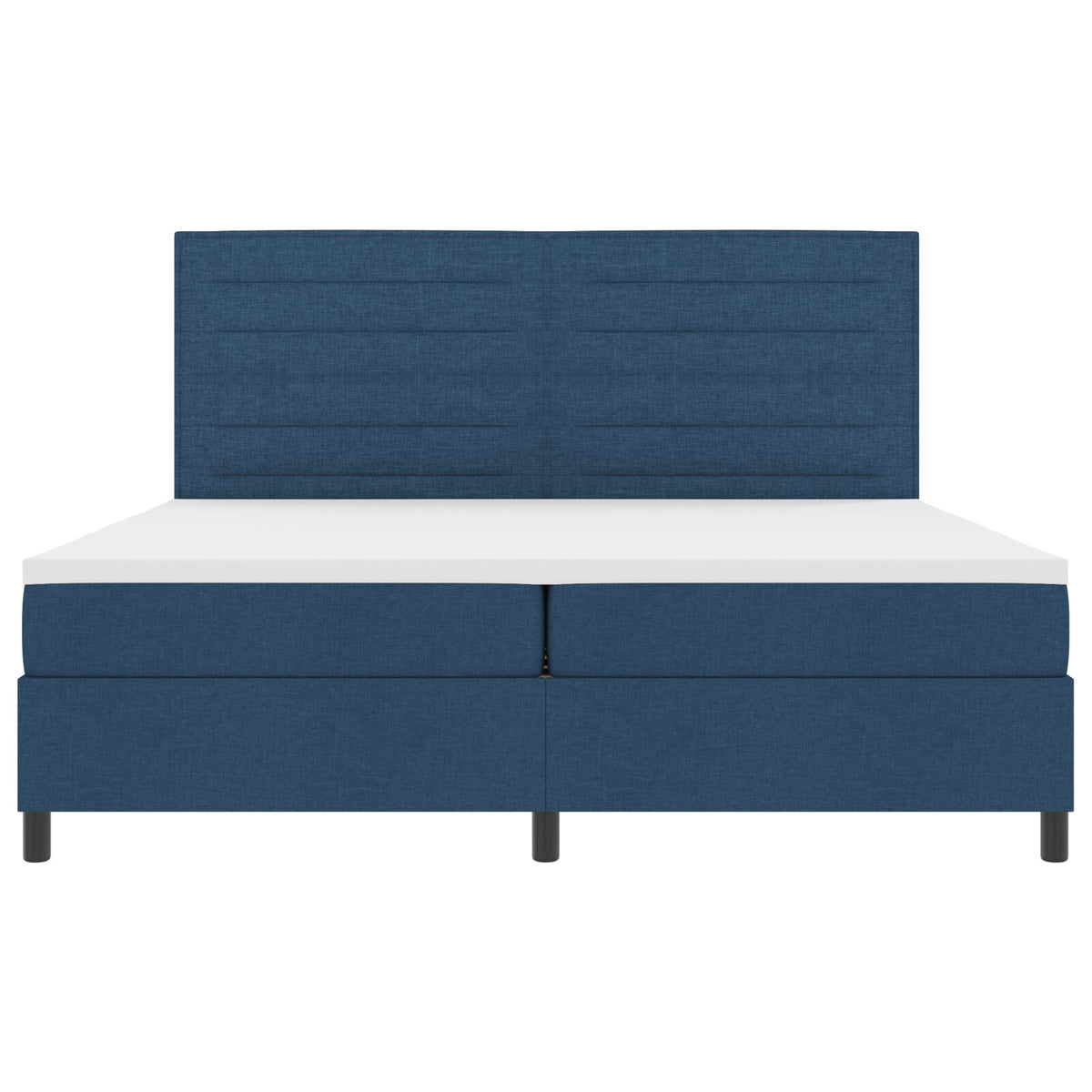 Boxspring Bed Met Matras Stof Blauw 200 x 200 cm Lijnen ontwerp