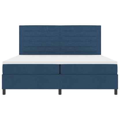 Boxspring Bed Met Matras Stof Blauw 200 x 200 cm Lijnen ontwerp