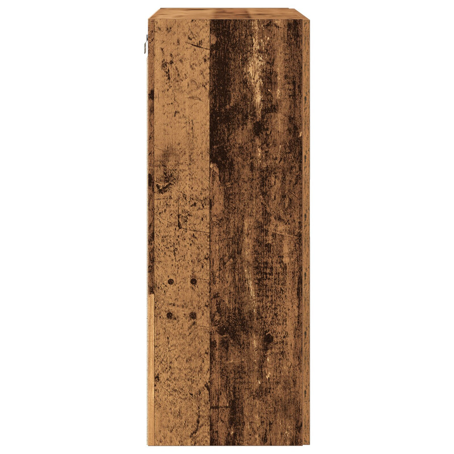 Wandkast Met Glazen Deuren Oud Hout 69,5X34X90 Cm