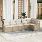 Tuinbankenset 6-delig polyrattan beige wit