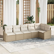 Tuinbankenset 6-delig polyrattan beige wit