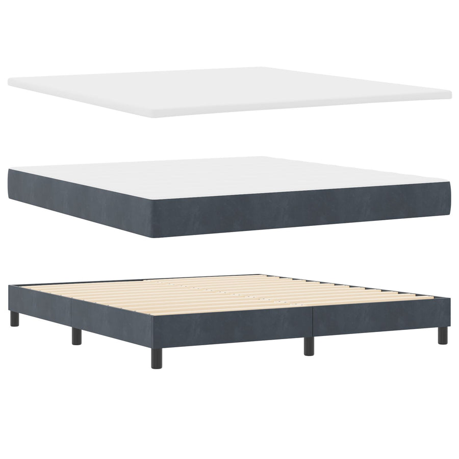 Boxspring Bed Met Matras Donkergrijs Super King Fluweel Blauw