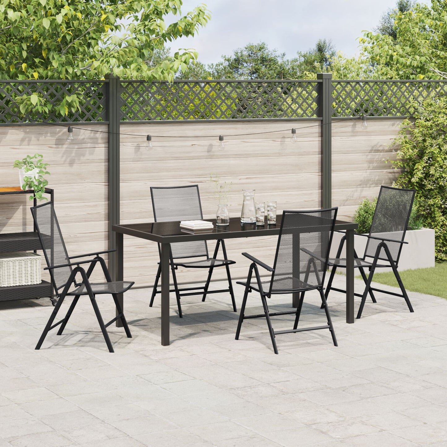 5-Delig Tuin Eetset Anthraciet Staal
