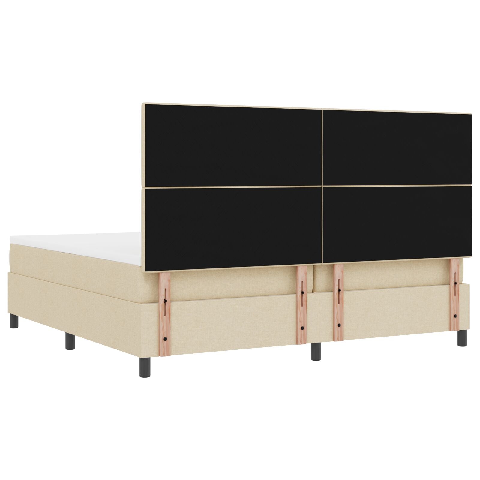 Boxspring Bed Met Matras Stof Crème 200 x 200 cm Knopen gestoffeerd