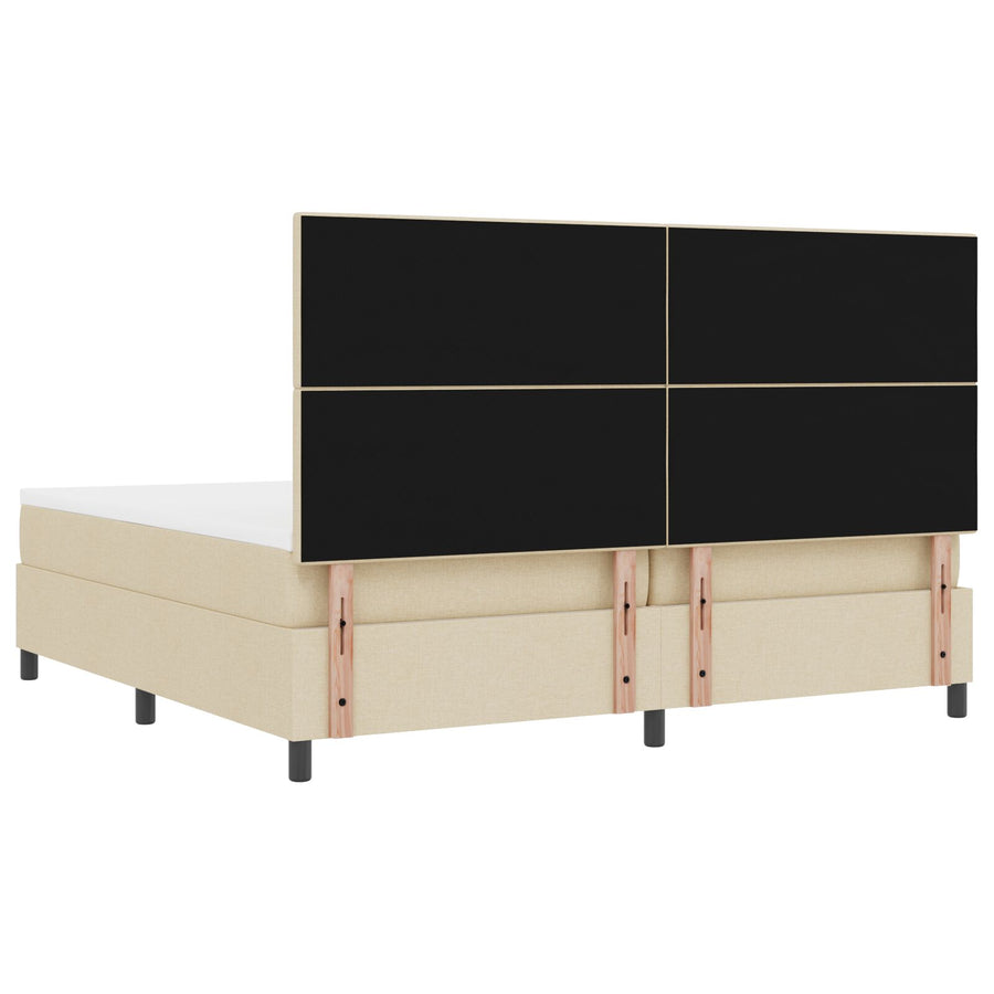 Boxspring Bed Met Matras Stof Crème 200 x 200 cm Knopen gestoffeerd