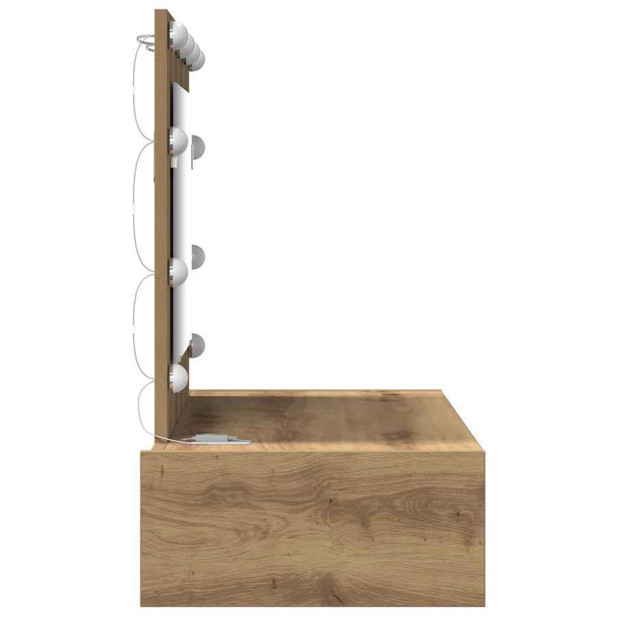 Wandkaptafel -Verlichting 83 x 40 x 70 cm Ambachtelijk eiken met LED