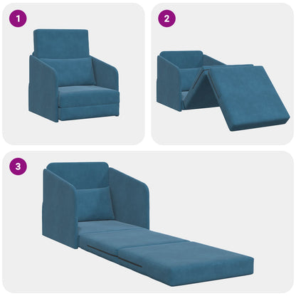 Vloer Sofa Bed 2-In-1 65X80X83 Cm Velvet Blauw