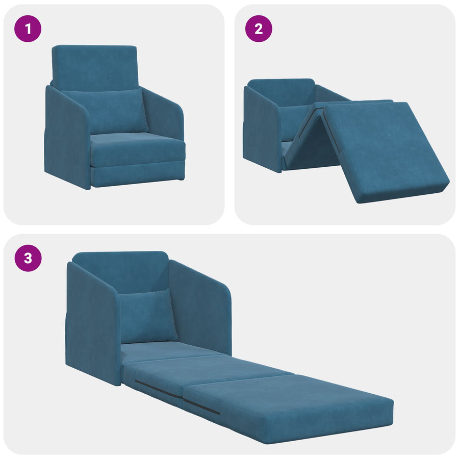 Vloer Sofa Bed 2-In-1 65X80X83 Cm Velvet Blauw