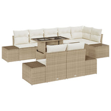 Tuin Sofa Set Set Van 9 Beige Riet, Polyester Tuin Hoeksalon