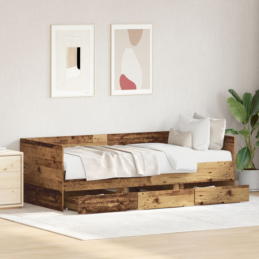 Rustiek Dagbed Gelaagd Hout Duurzaam Oud hout 90 x 200 cm
