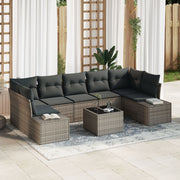 Tuinset poly rattan 8-delig grijs
