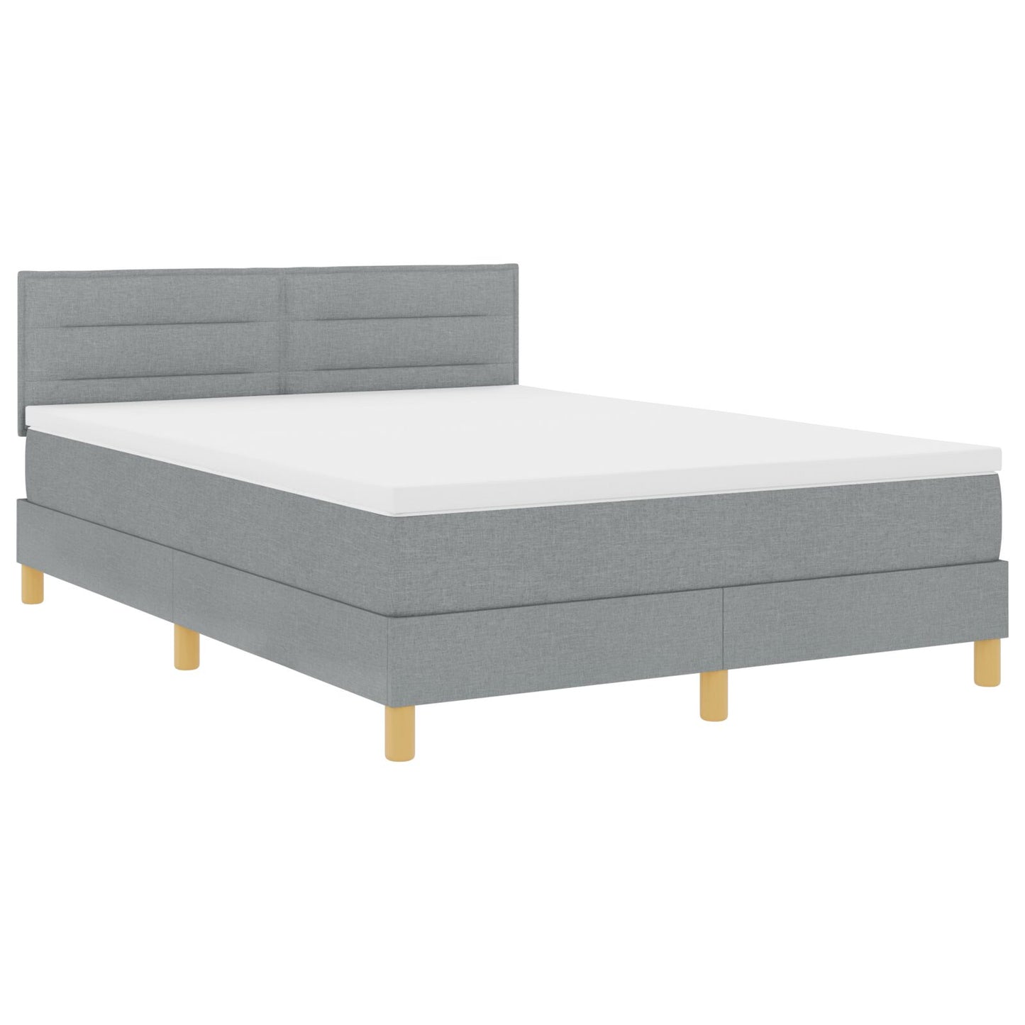 Boxspring Bed Met Matras Stof Lichtgrijs 140 x 200 cm Lijnen ontwerp