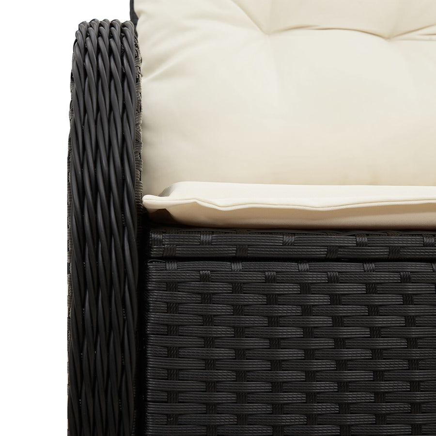 2-Zits Tuinsofa Met Kussens Poly Rattan Zwart en crème zonder opbergruimte