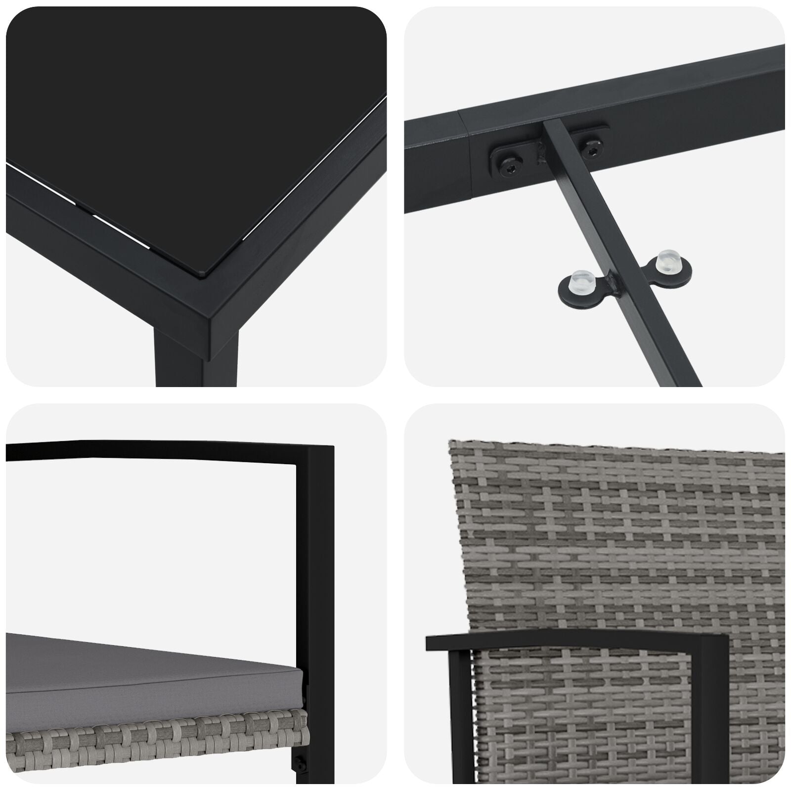 7-Delige Tuinset Grijs Poly Rattan