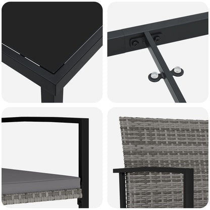 7-Delige Tuinset Grijs Poly Rattan