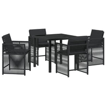 5-Delige Tuin Eetset Met Kussens Zwart Poly Rattan