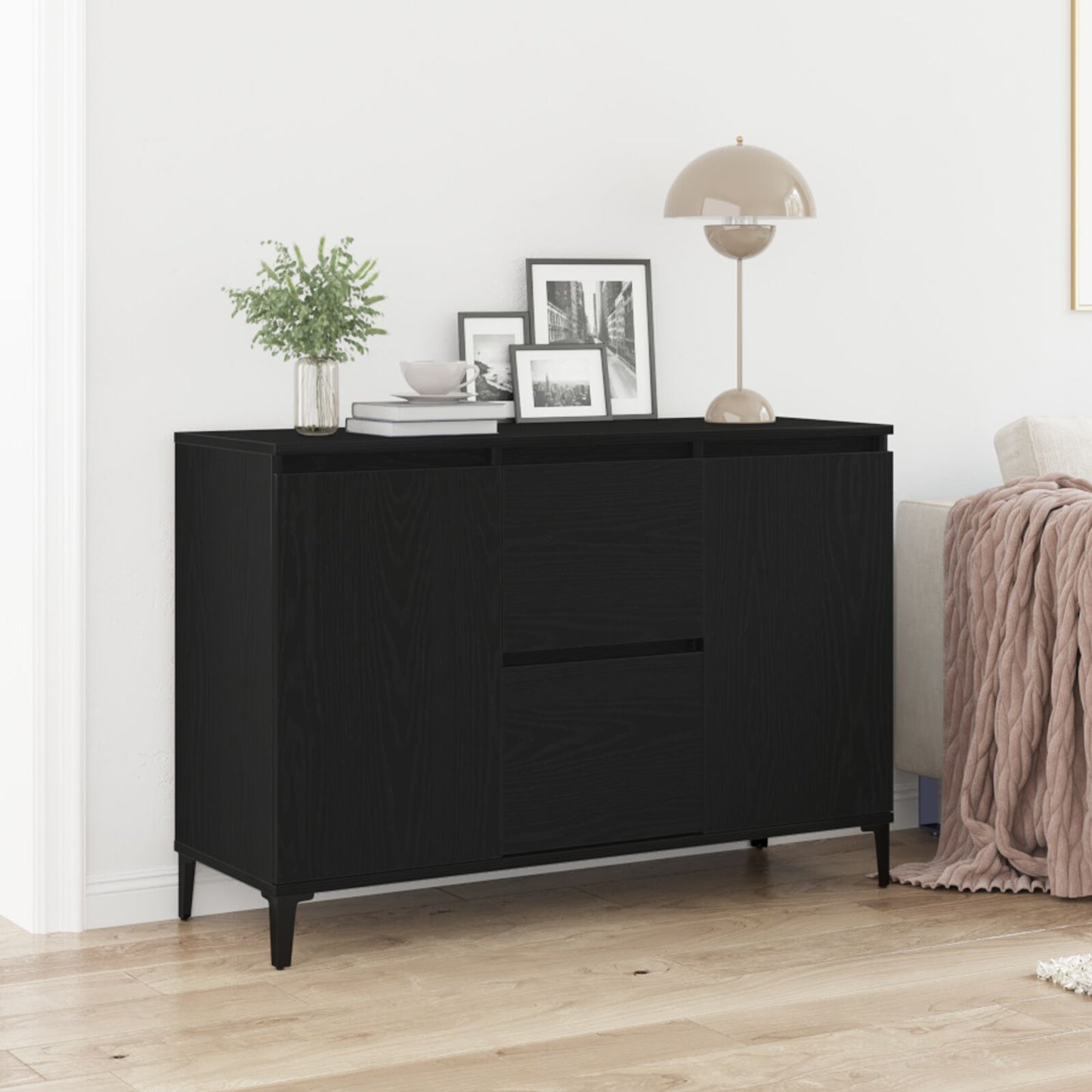 Dressoir Zwart Eiken 104X35X70 Cm Gegarandeerd Hout