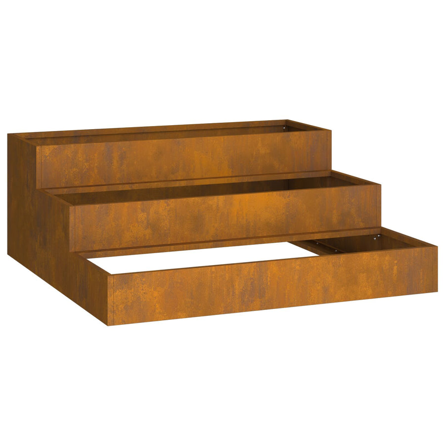 Tuinplanter 3-Lagen 90 x 90 x 35 cm Verweerd staal