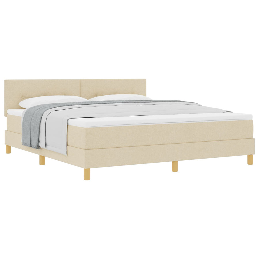 Boxspringbed Met Matras Stof Crème 180 x 200 cm Geknoopt