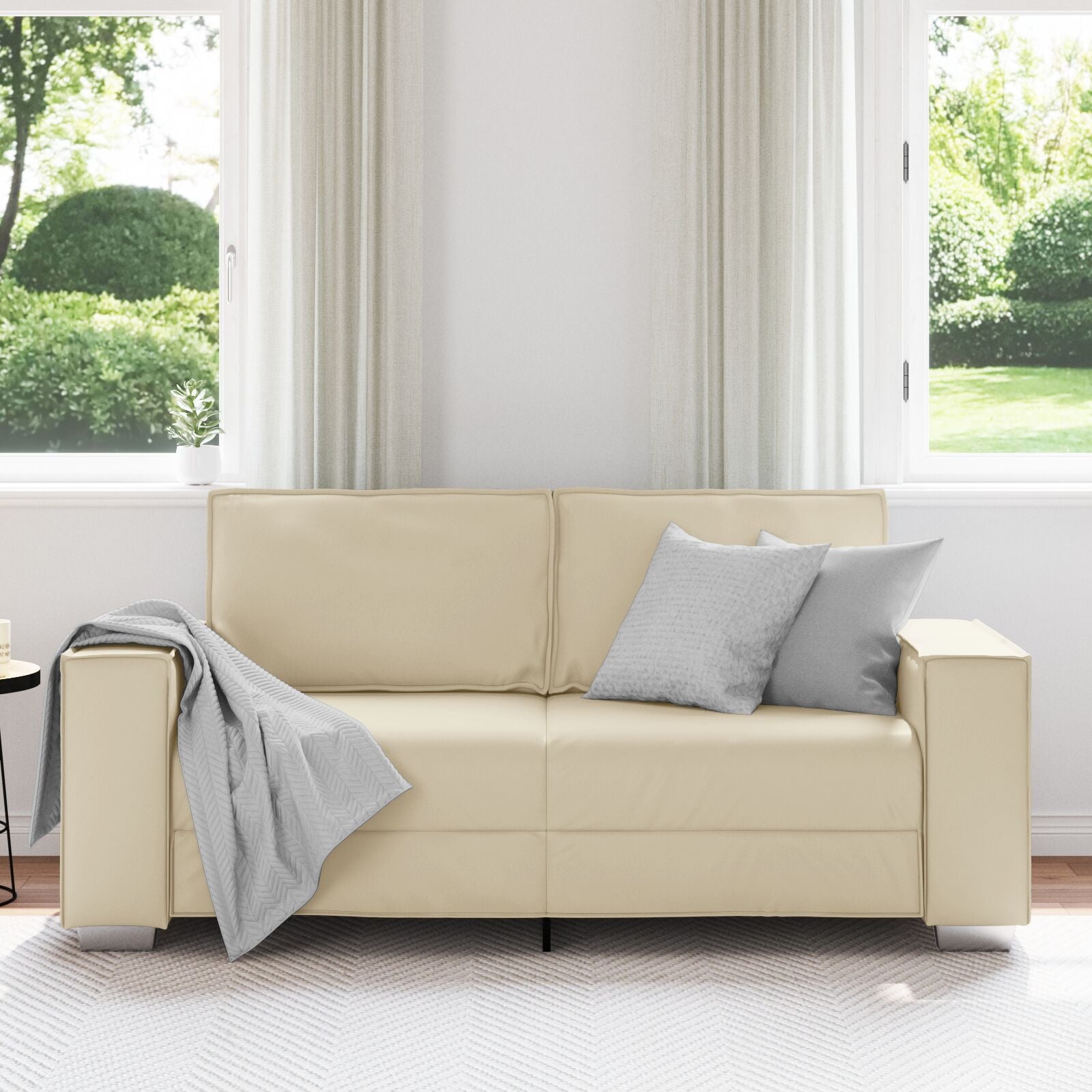 Loveseat Bank Kunstleer Crème 140 cm