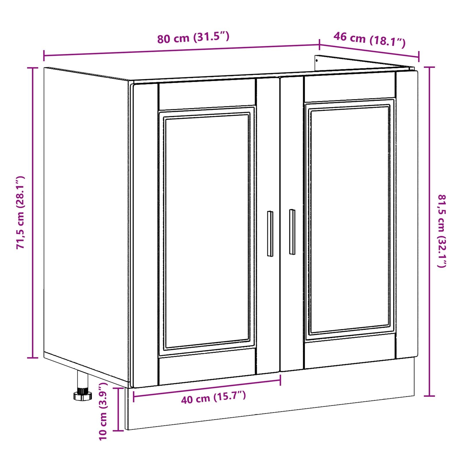 Onderkast Met Wastafel ""Porto"" Oud Hout 80X46X84,5 Cm Gelaagd Hout