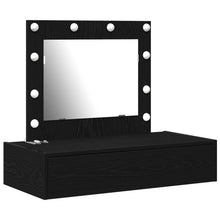 Wandmontage Kaptafel -Verlichting In 83 x 40 x 70 cm Zwart eiken met LED