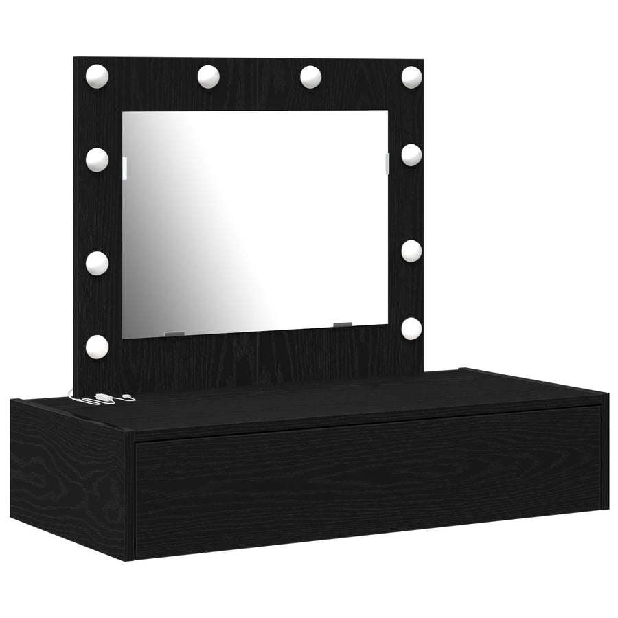 Wandmontage Kaptafel -Verlichting In 83 x 40 x 70 cm Zwart eiken met LED