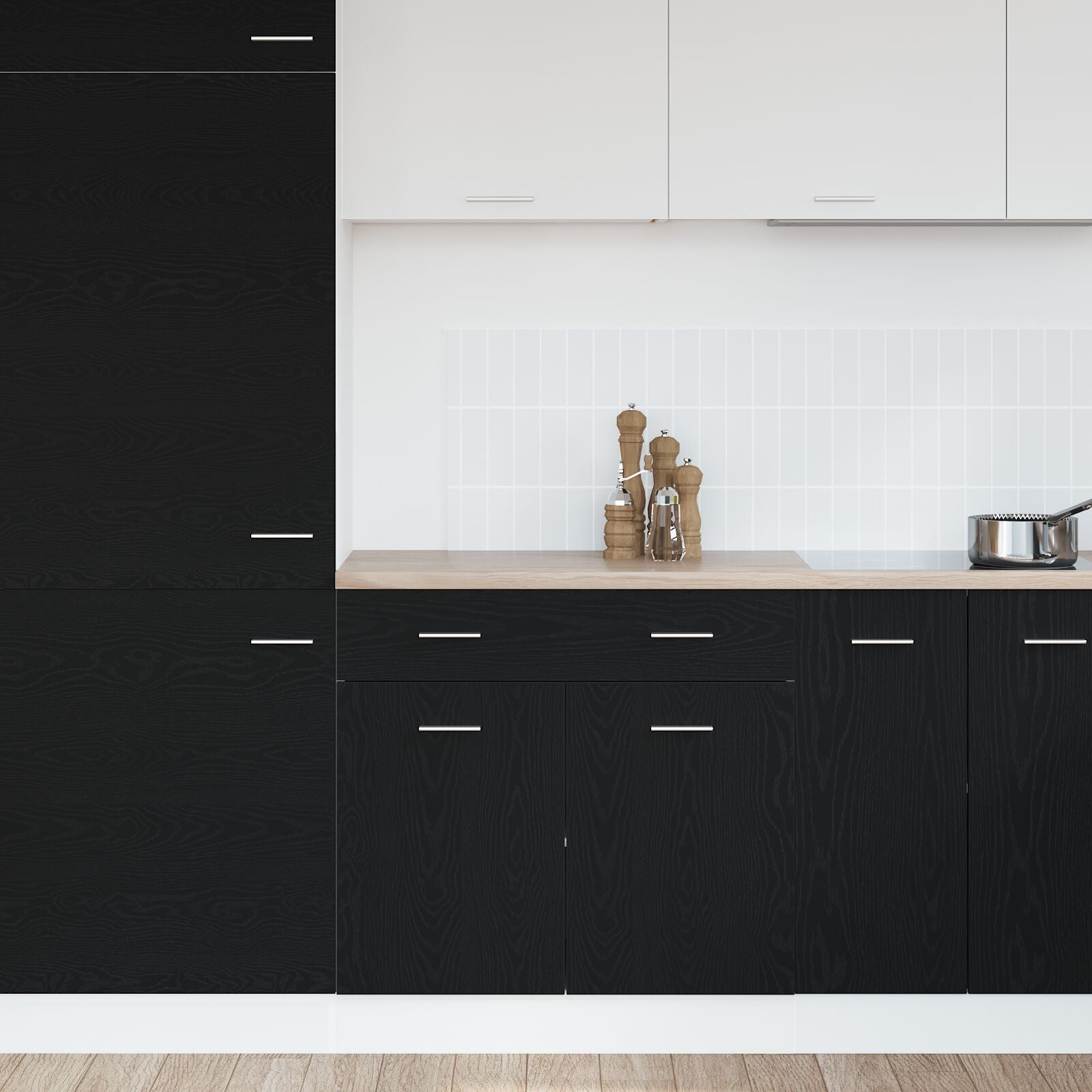 Kast Met Lade In Zwart Eiken, 80X46X81.5 Cm, Gemaakt Van Bewerkt Hout