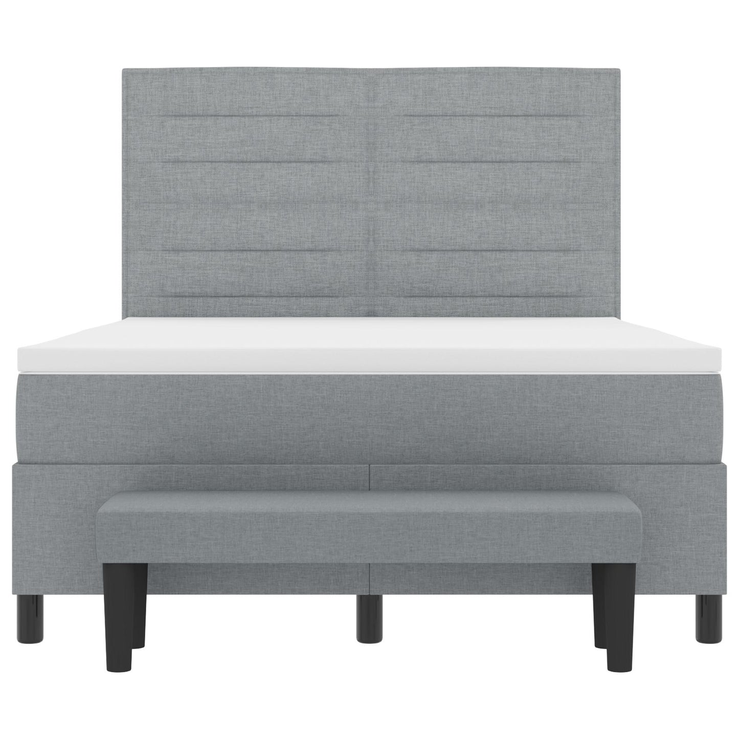 Boxspringbed Met Matras & Bank Stof Lichtgrijs 140 x 190 cm Lijnen ontwerp