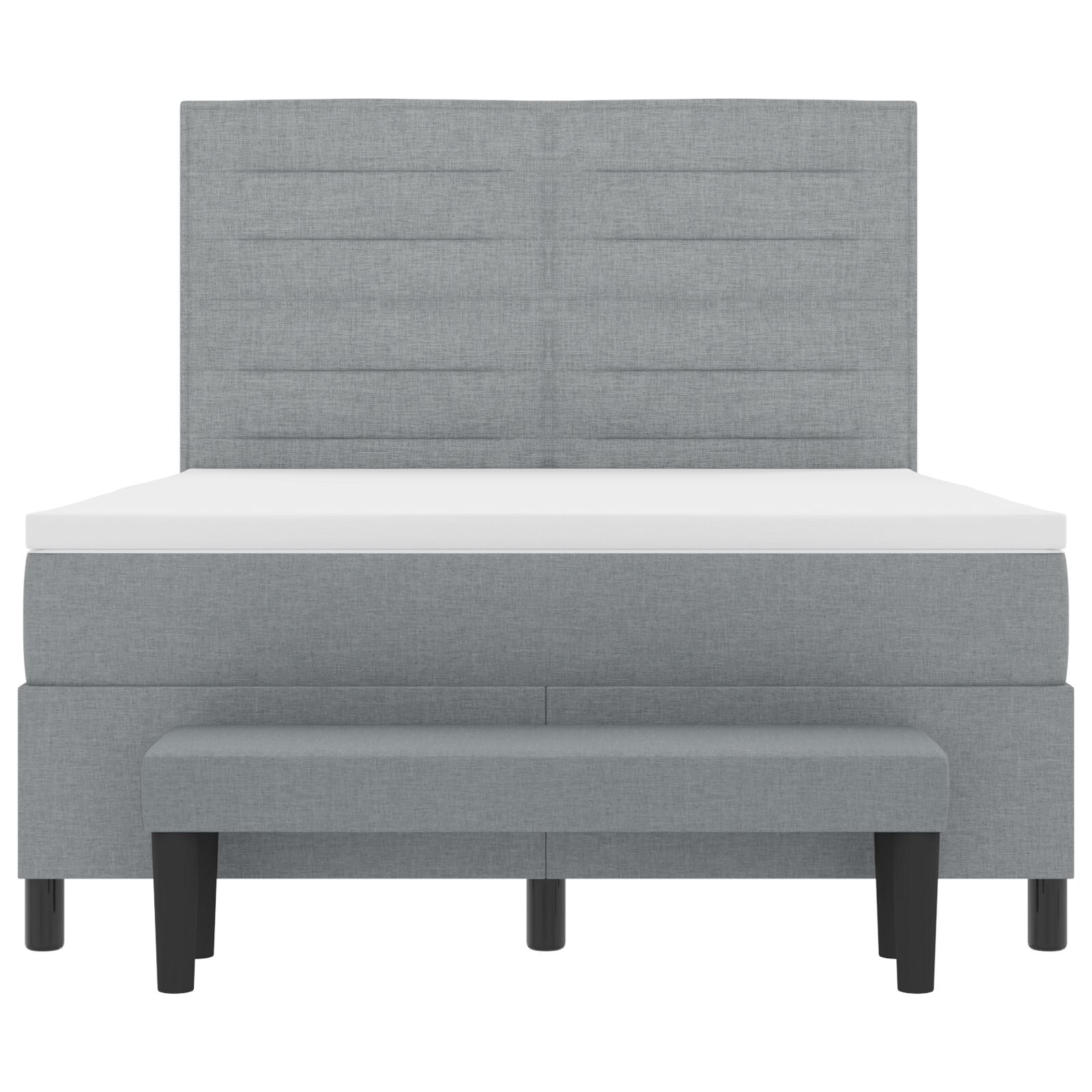 Boxspringbed Met Matras & Bank Stof Lichtgrijs 140 x 190 cm Lijnen ontwerp