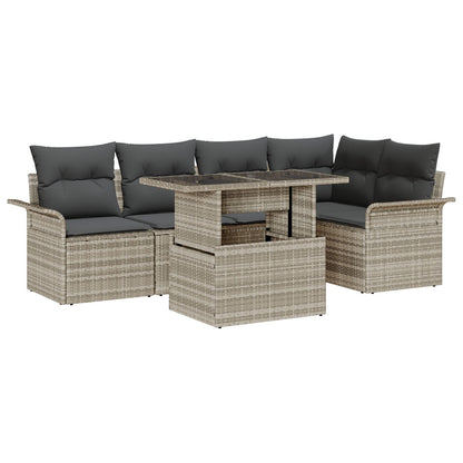6-Delige Tuinsalonset Met Kussens Lichtgrijs Poly Rattan
