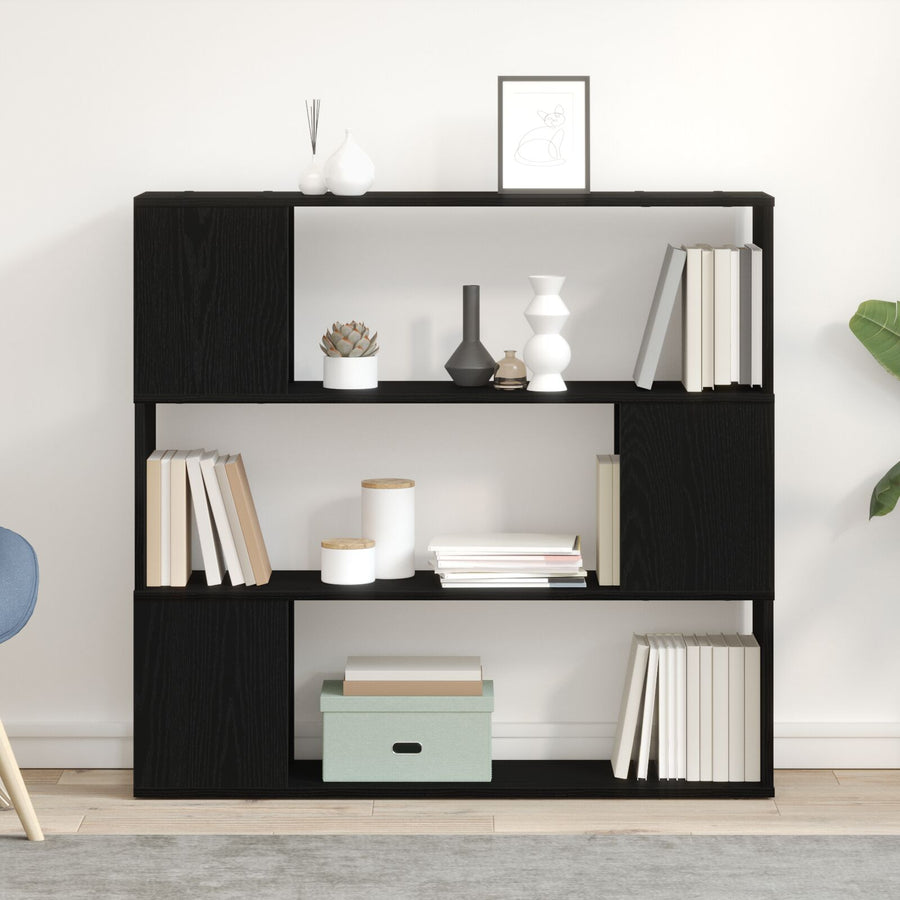 Boekenkast Gemaakt Van Hout Zwart Eiken 100 x 24 x 94 cm