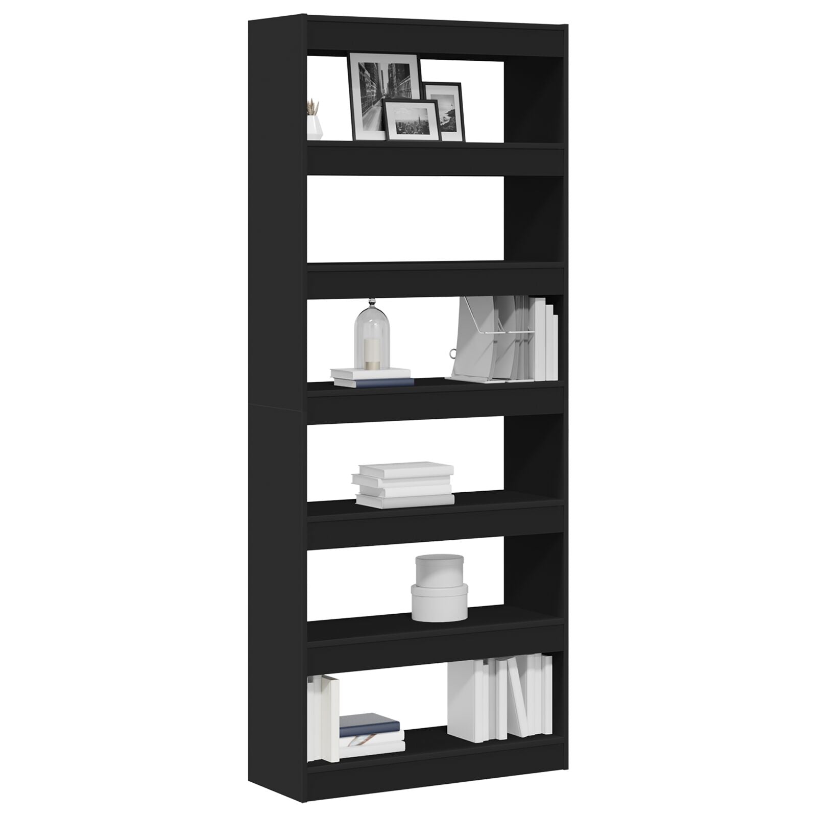 Zwarte Boekenplank Zwart Hout 80 X 30 X 198 Cm Planken