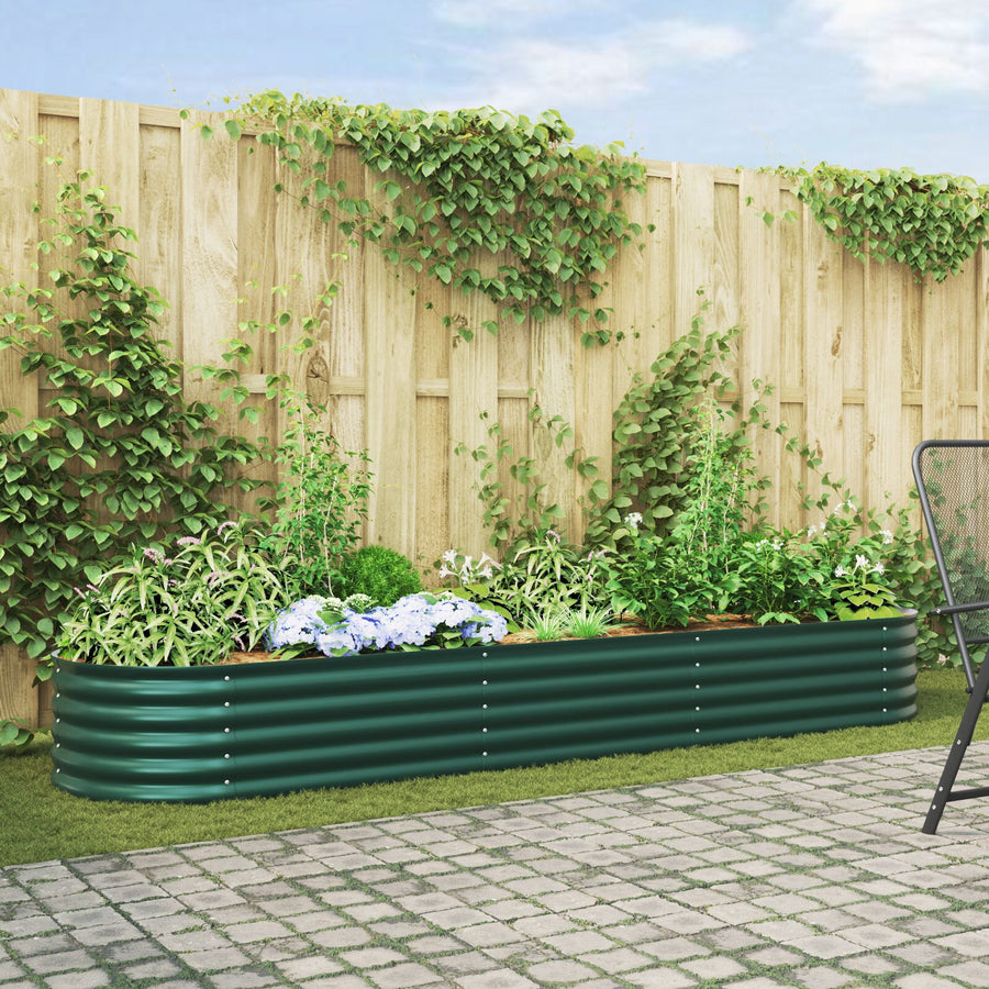 Tuin Verhoogd Bed Gegalvaniseerd Staal 320 x 80 x 44 cm Groen