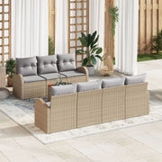 Tuinset poly rattan beige 8-delig 5 personen