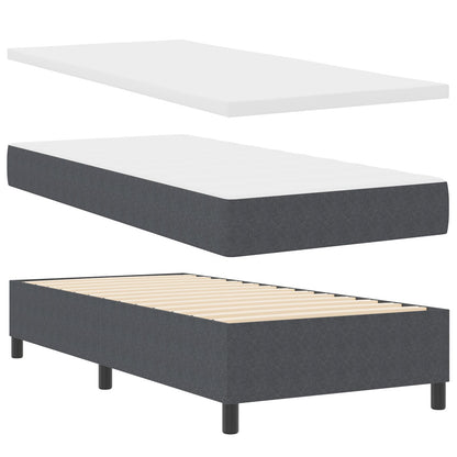 Boxspring Bed Met Matras Donkergrijs Eenpersoons Corduroy Stof