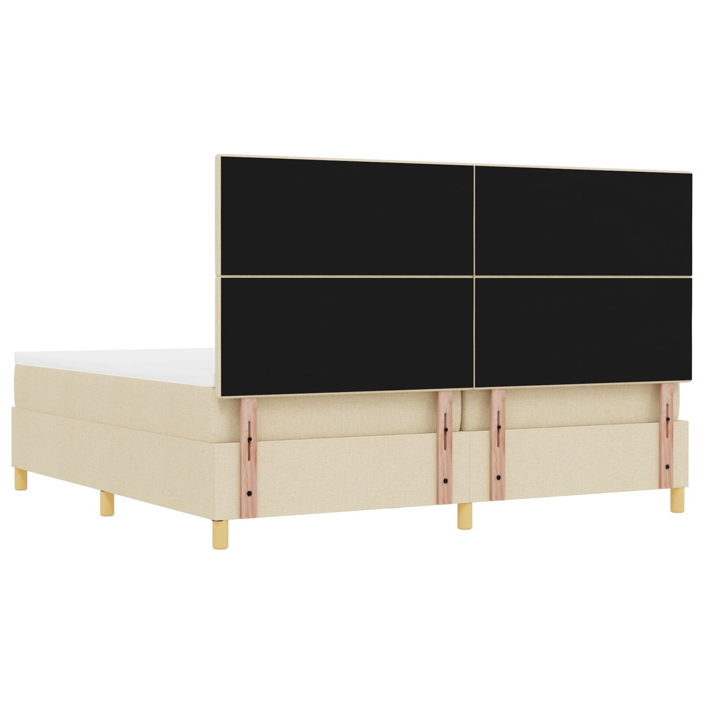 Boxspringbed Met Matras & Bank Stof Crème 200 x 200 cm Knop tufted
