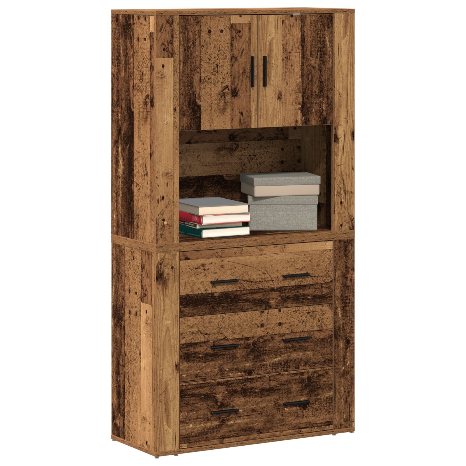 Highboard 80X33X150 Cm Gelaagd Hout Oud hout