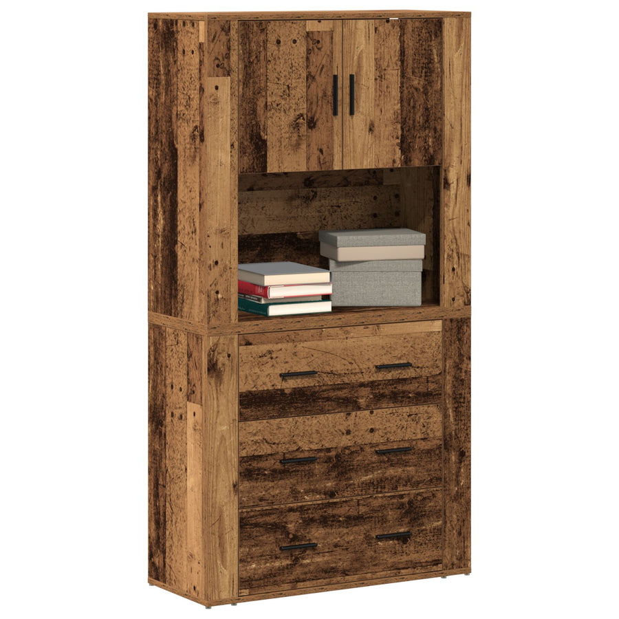 Highboard 80X33X150 Cm Gelaagd Hout Oud hout