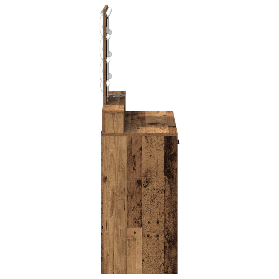 Kaptafel Met Led Verlichting - Vintage Houten Stijl, Oude hout 79 x 41 x 140 cm