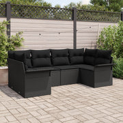 Loungeset poly rattan 6 personen zwart