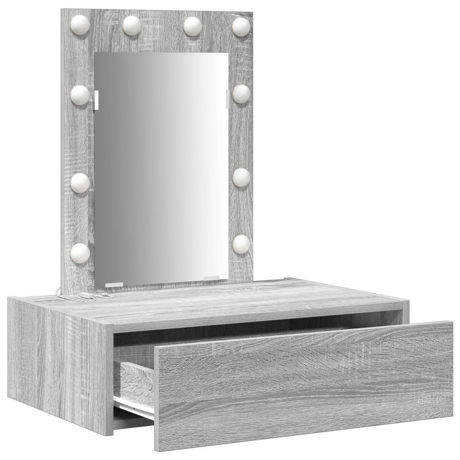 Wandkaptafel Verlichting 60 x 40 x 70 cm Grijs sonoma met LED