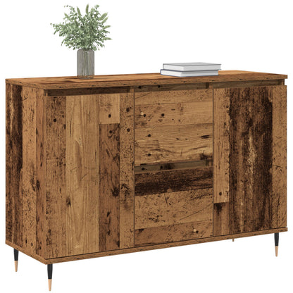 Dressoir Met Deuren & Lades Oud Hout 101,5X35X70 Cm