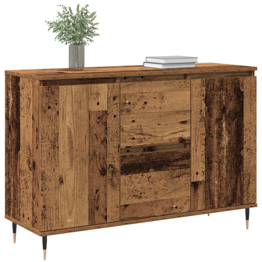 Dressoir Met Deuren & Lades Oud Hout 101,5X35X70 Cm