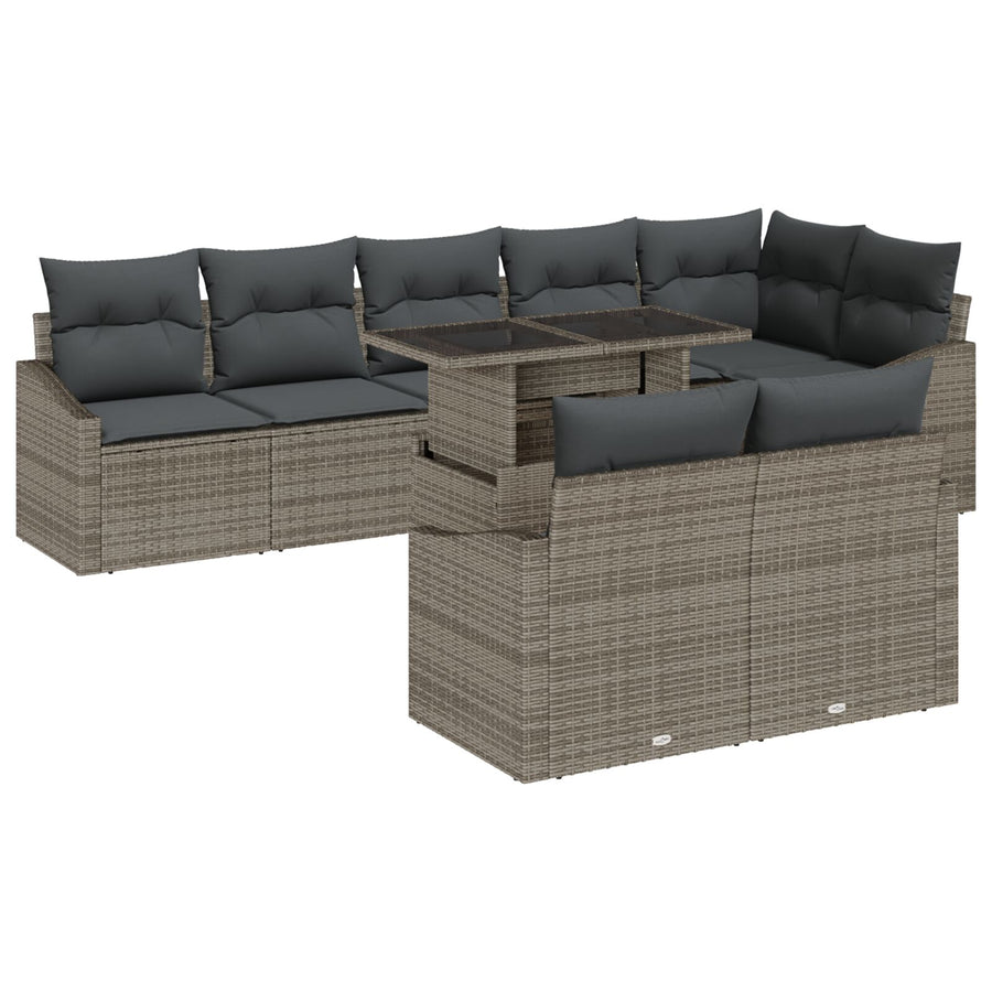 9-Delige Tuinbankset Met Kussens In Grijs Poly Rattan