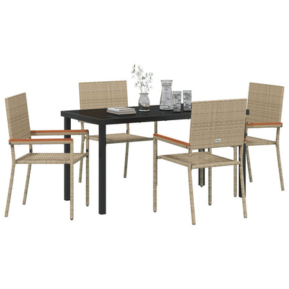 5-Delige Tuin Eetset Beige Poly Rattan